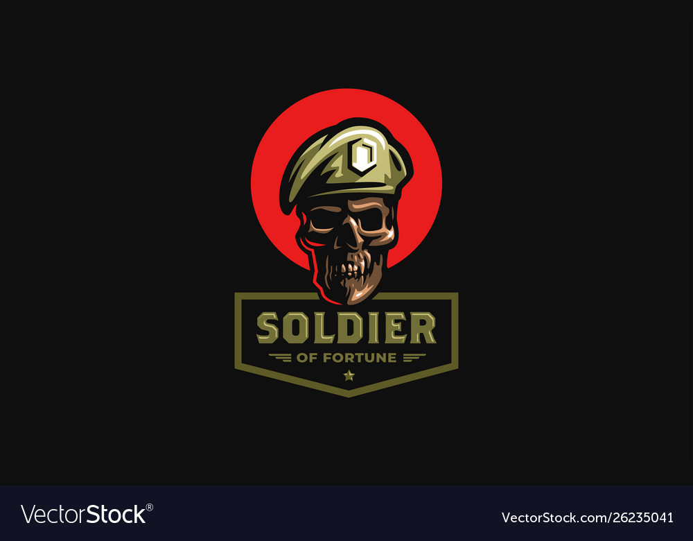 Skull in a military beret Royalty Free Vector Image