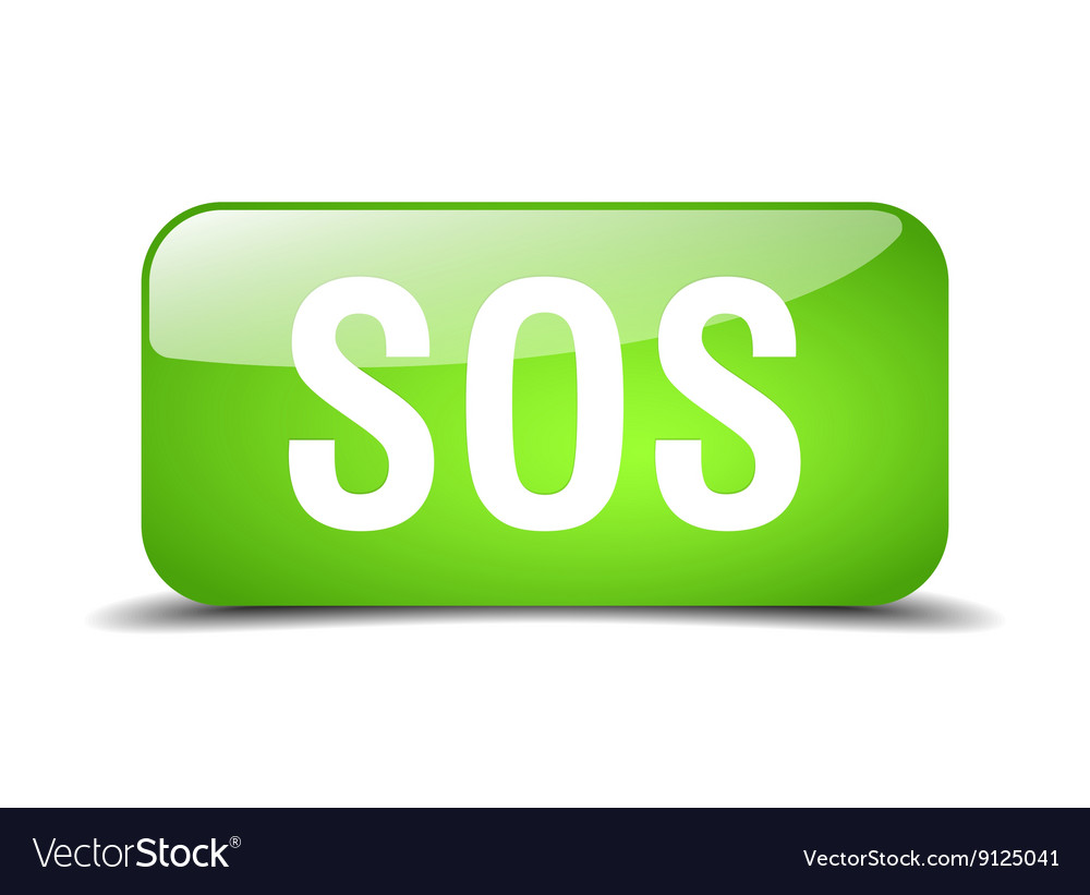 Sos green square 3d realistic isolated web button