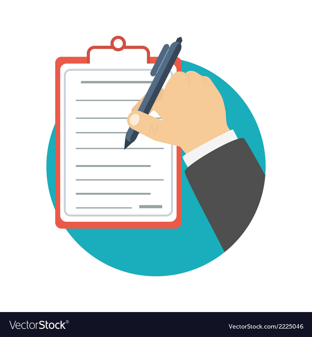 Businessman Schreiben auf Clipboard