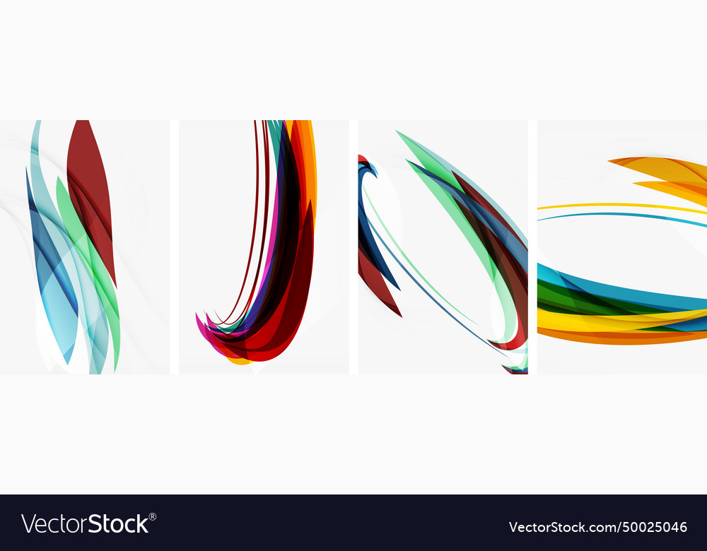 Colorful wave lines poster set for wallpaper Vector Image