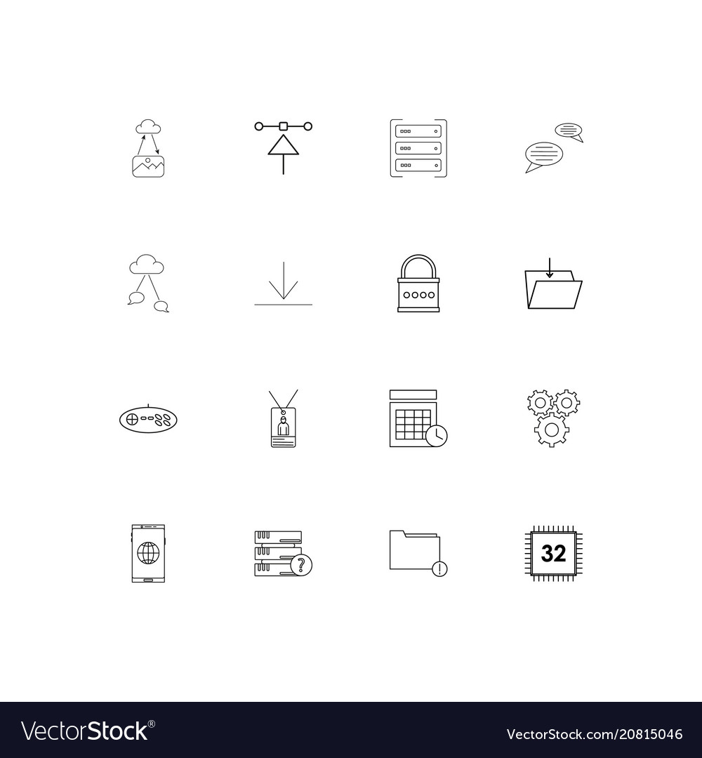 Internet technologies linear thin icons set