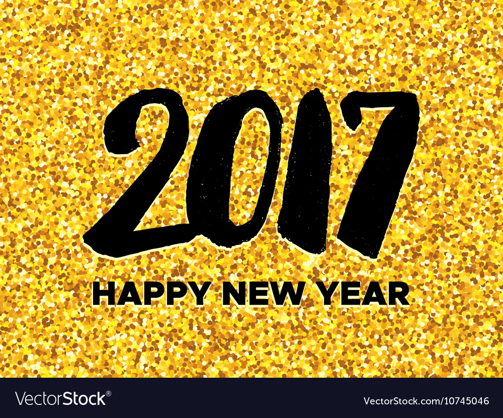 New year 2017 greeting card with gold glittering Vector Image