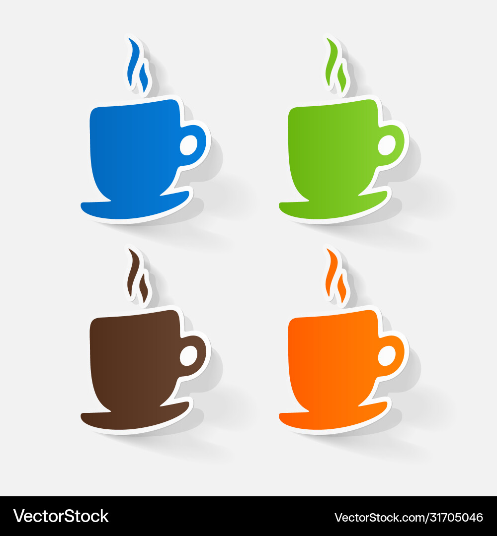 Paper clipped sticker coffee cup isolated Vector Image