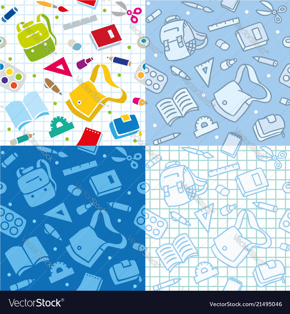 School seamless pattern with education supplies