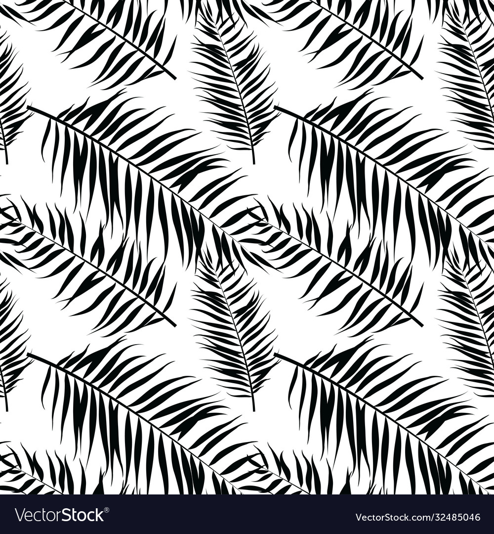 Seamless color palm leaves pattern flat style vector image Seamless color palm leaves pattern flat style