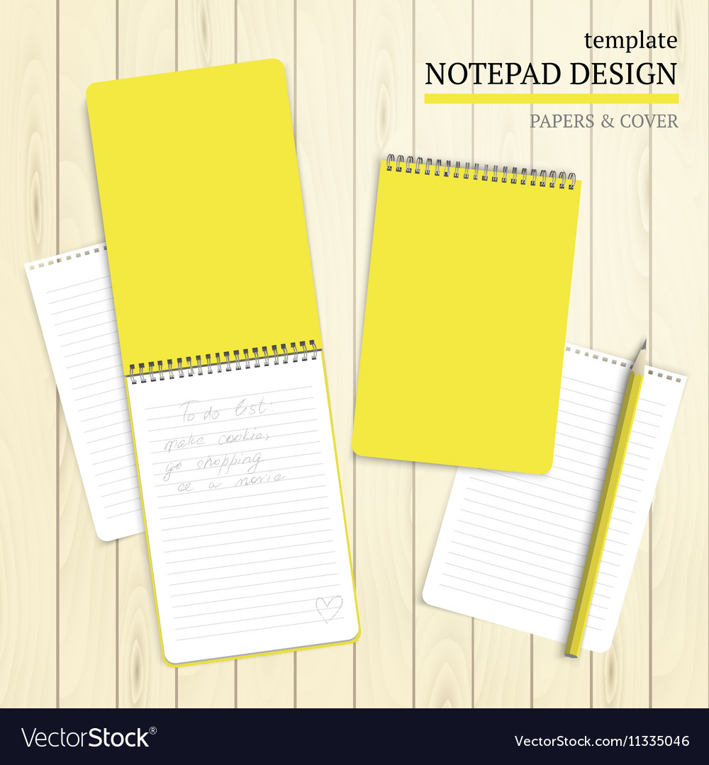 template of notebook cover and papers royalty free vector