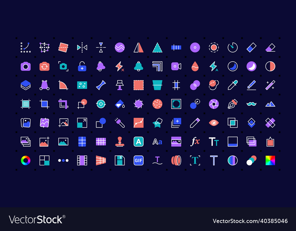 Thin line image editing icons