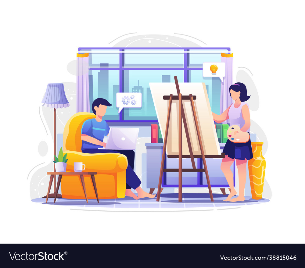 Work at home concept design man is working