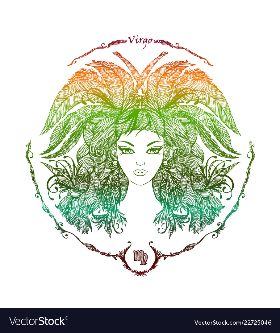 Zodiac sign portrait of a woman virgo Royalty Free Vector