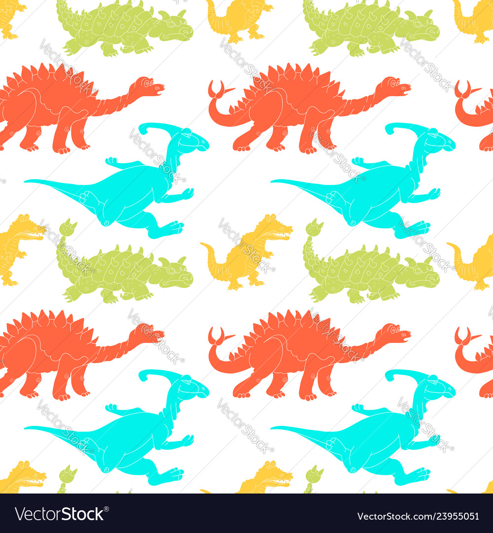 A seamless repeating pattern of dinosaurs vector image A seamless repeating pattern of dinosaurs