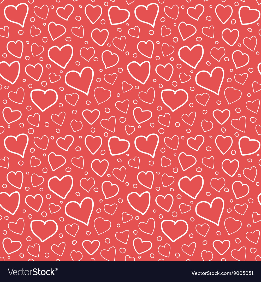 Abstract hearts seamless pattern doodle texture Vector Image