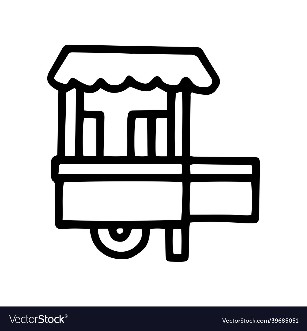 Hot dog trade cart line doodle simple icon