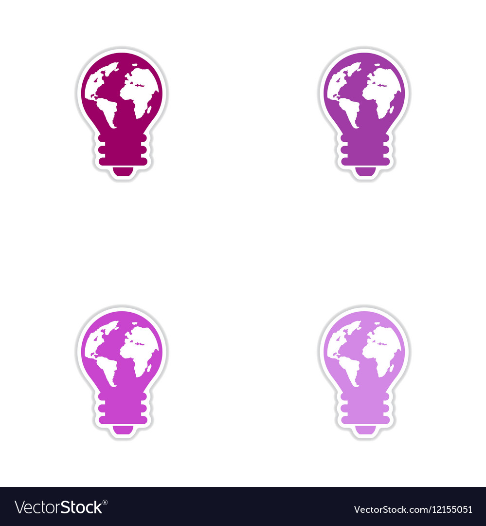 Set of paper stickers on white background bulb