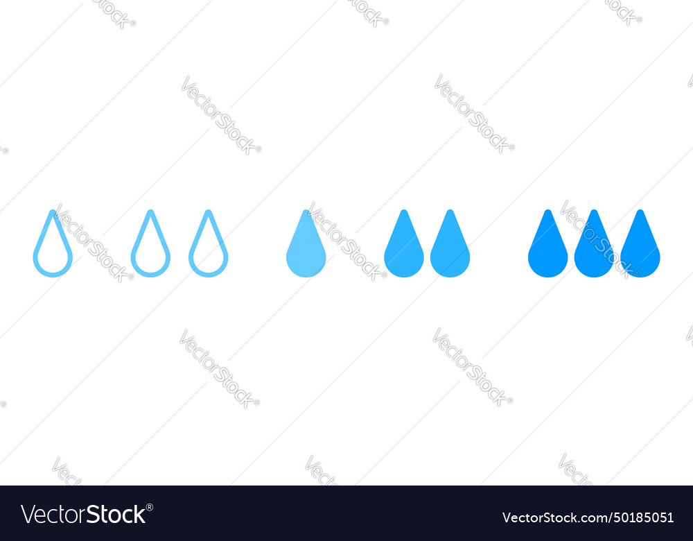 Water drops icons humidity level concept blue Vector Image