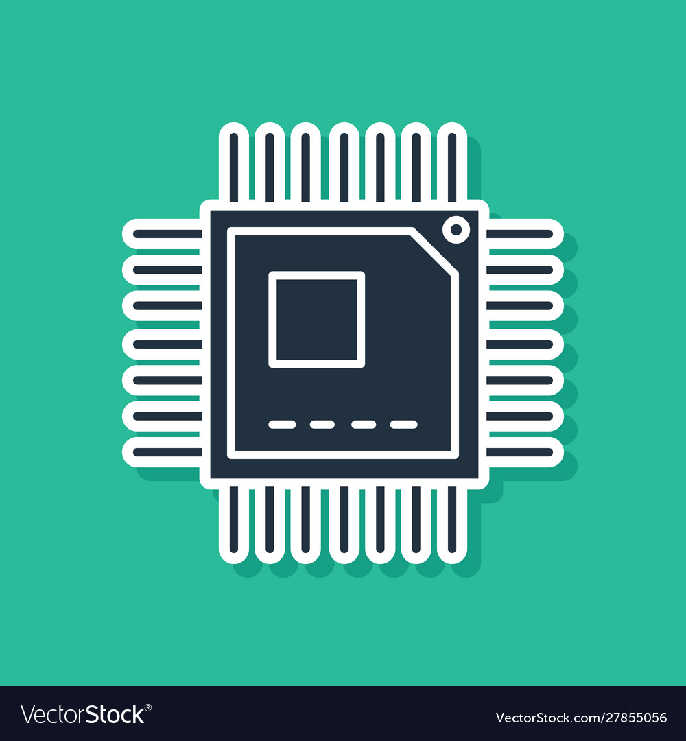 Blue computer processor with microcircuits cpu vector image Blue computer processor with microcircuits cpu