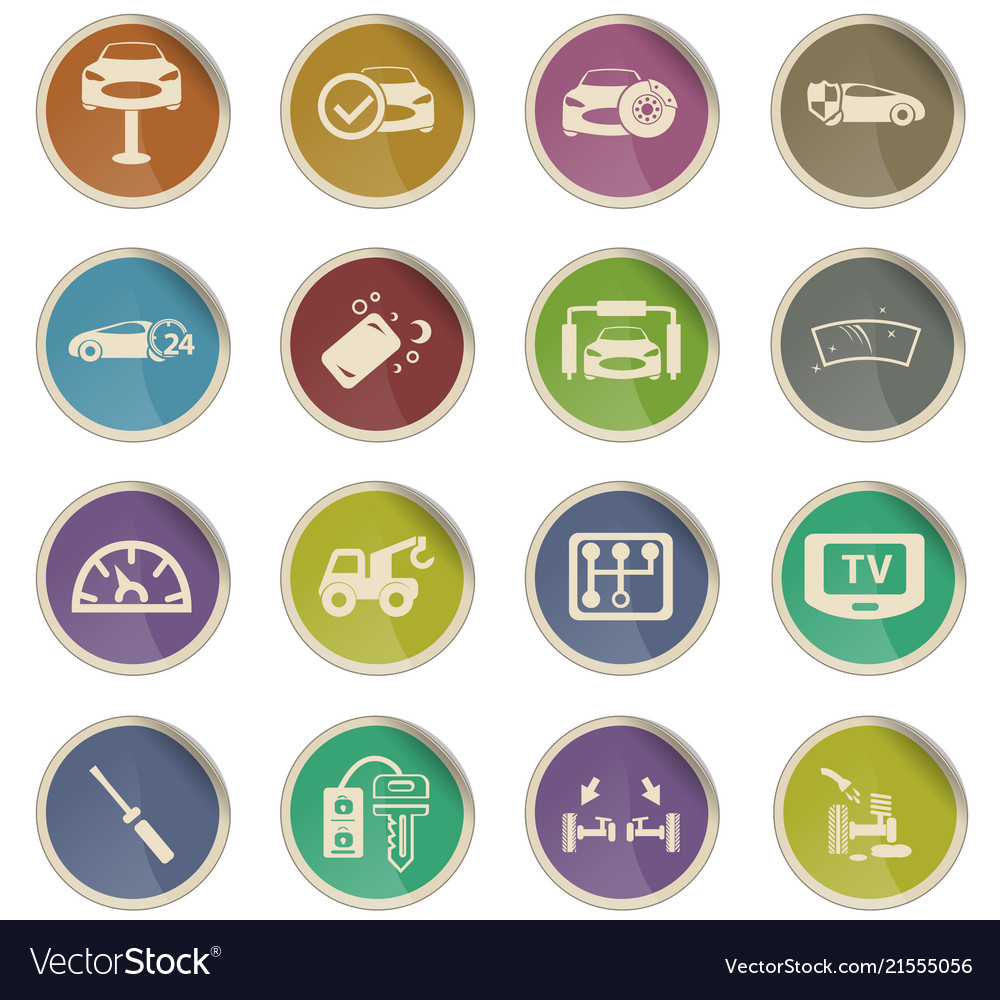 Car shop icon set