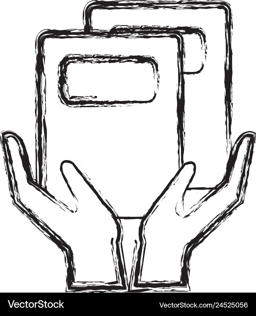 Hands with paper document Royalty Free Vector Image