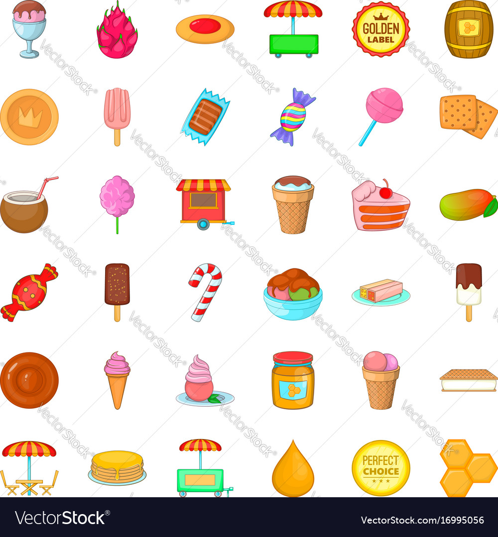 Ice cream icons set cartoon style Royalty Free Vector Image