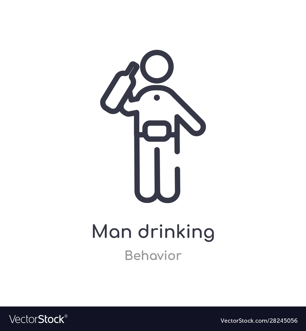 Man drinking outline icon isolated line from