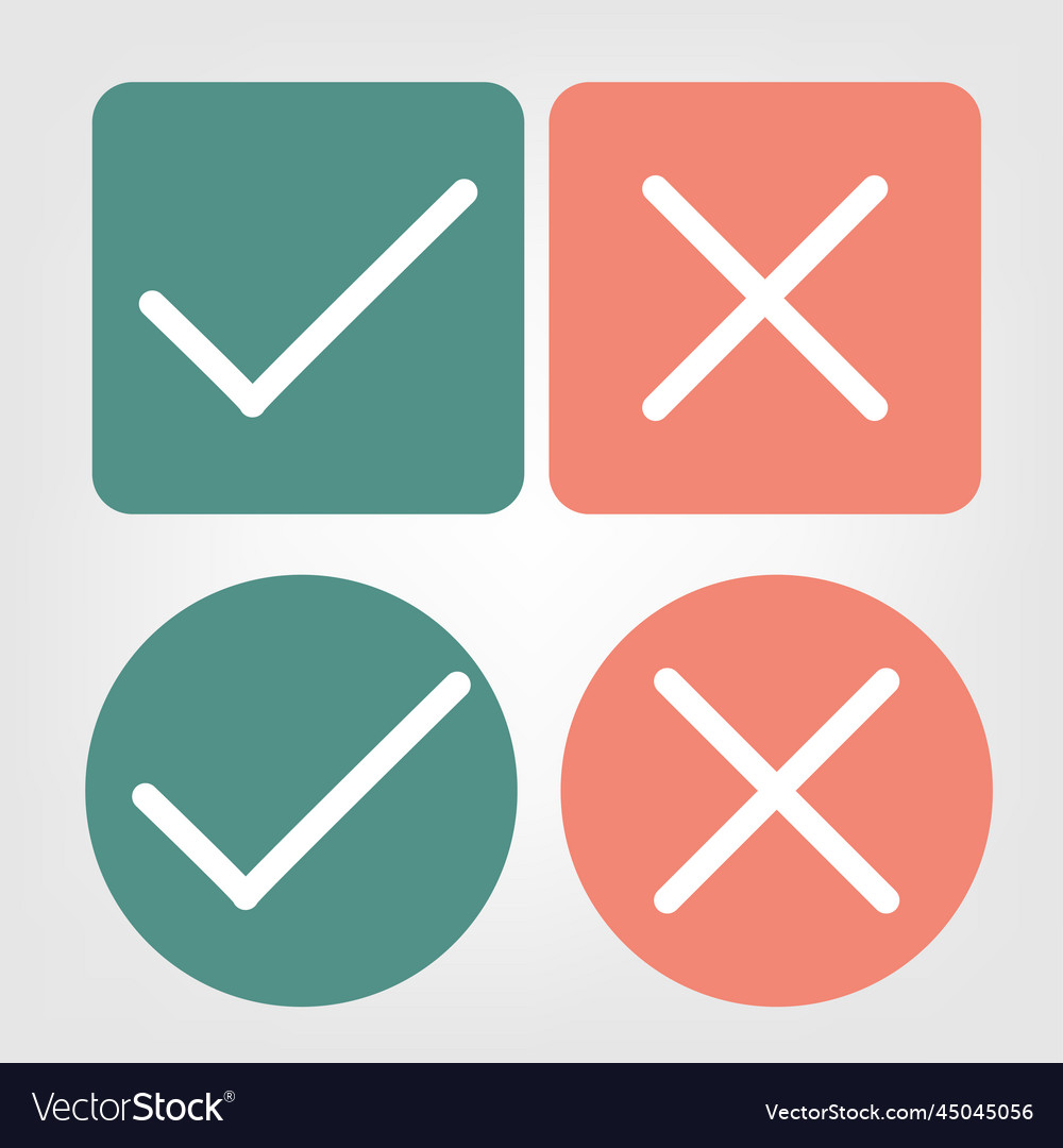 Realistic right and wrong button a set of glossy vector image Realistic right and wrong button a set of glossy