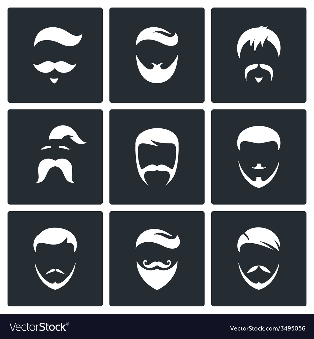Retro Mens Hair Styles Icon Set Royalty Free Vector Image