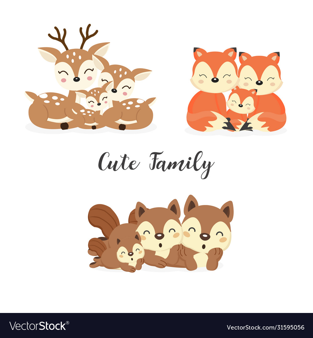 Set cute family woodland animals Royalty Free Vector Image