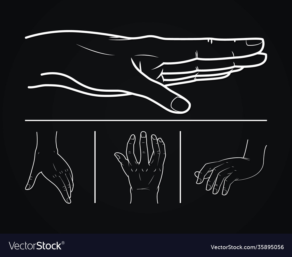 Sketch hands icon set Royalty Free Vector Image