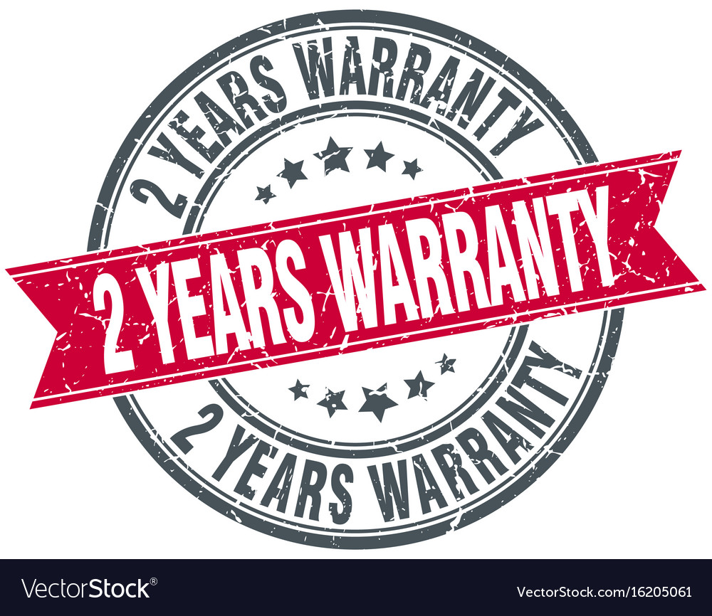 2 years warranty red round ribbon stamp Royalty Free Vector