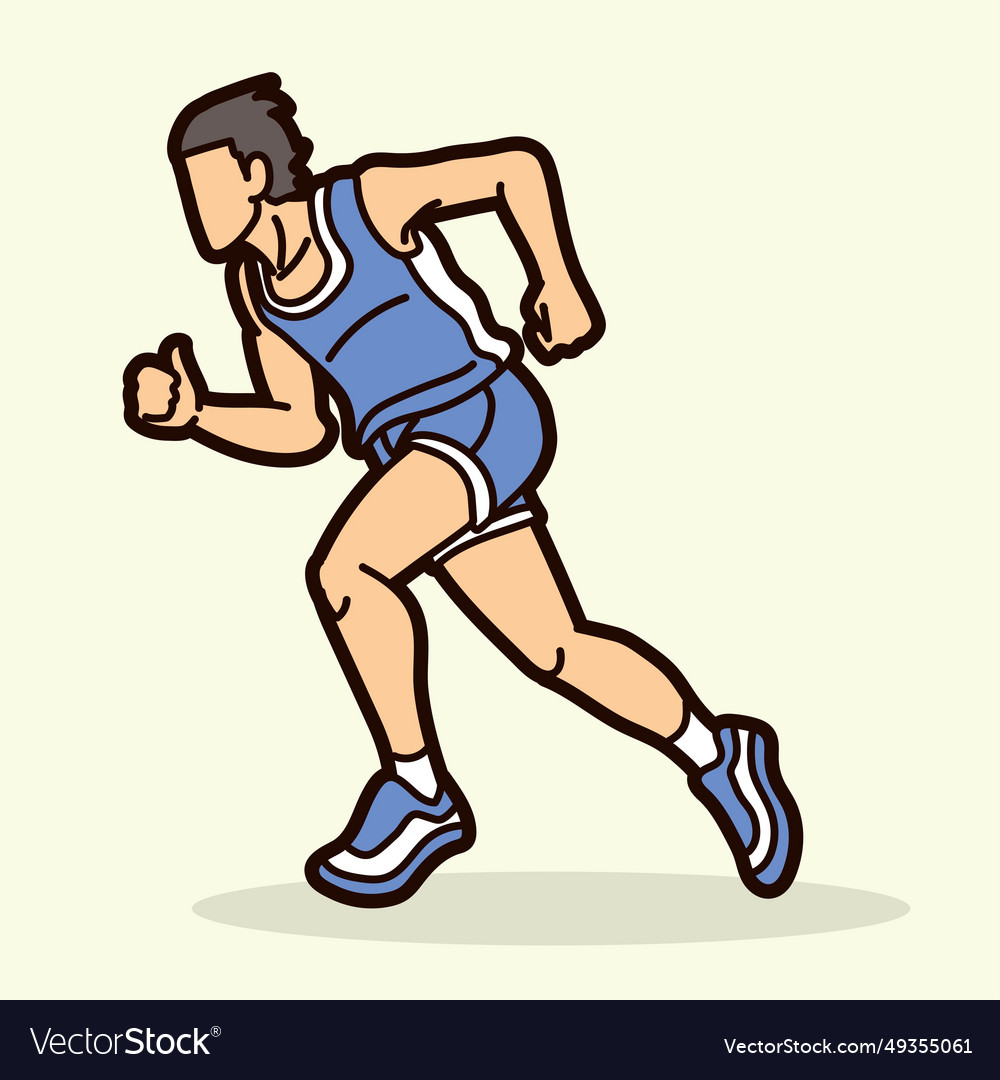 A man start running action marathon runner cartoon