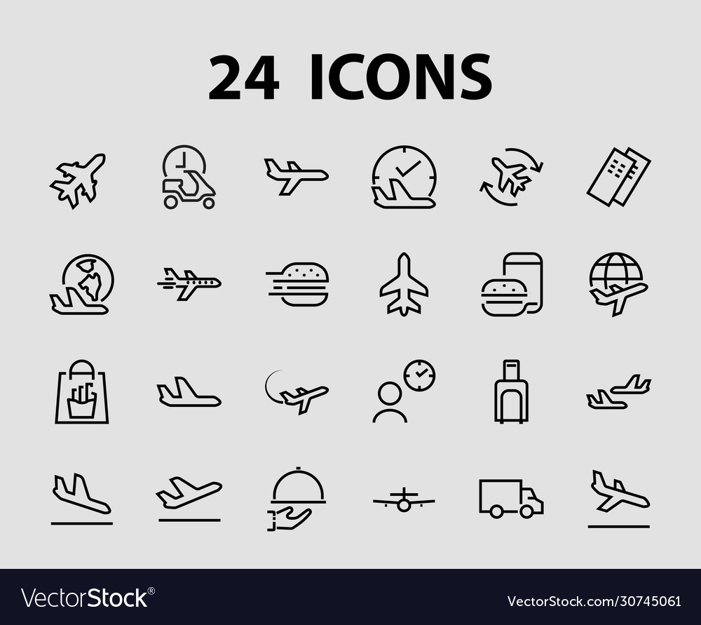 Eine einfache Set flughafen-bezogene Linie Icons