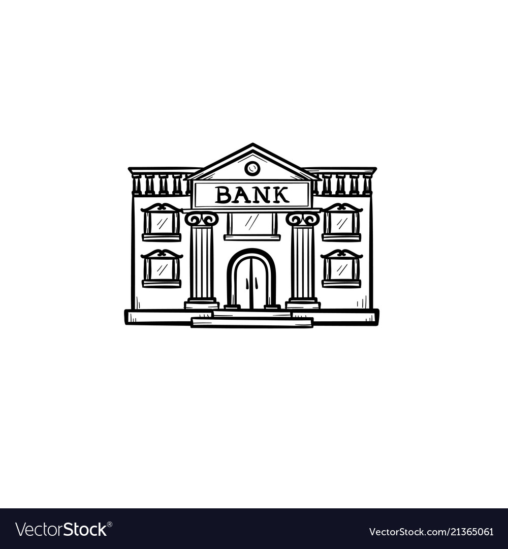 Bank hand drawn outline doodle icon Royalty Free Vector