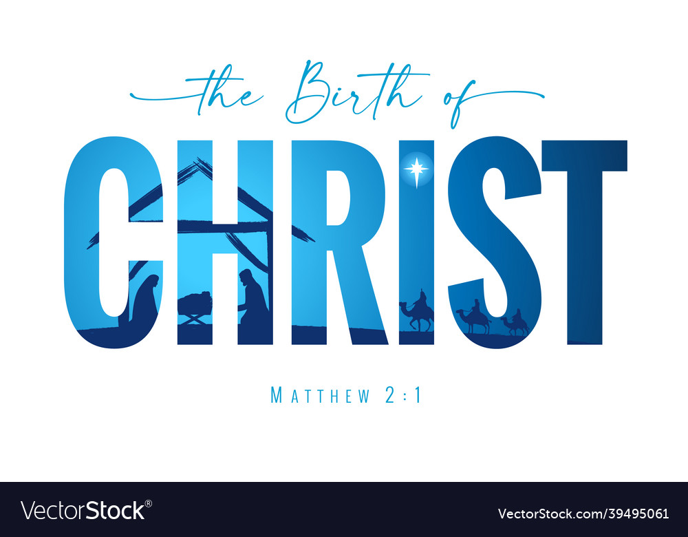Birth of christ christmas elegant lettering vector image Birth of christ christmas elegant lettering