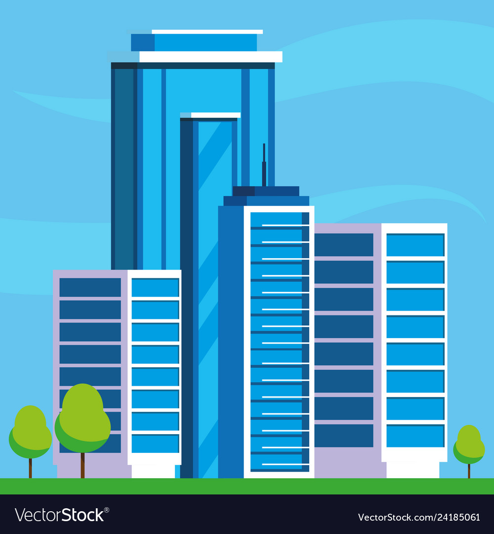 Buildings construction cityscape scene Royalty Free Vector