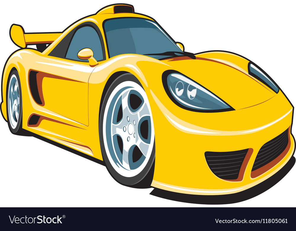 Cartoon yellow sport car Royalty Free Vector Image