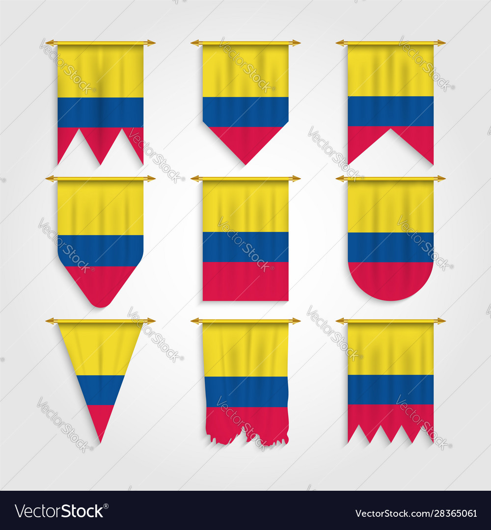 Colombia Flag In Various Shapes Royalty Free Vector Image