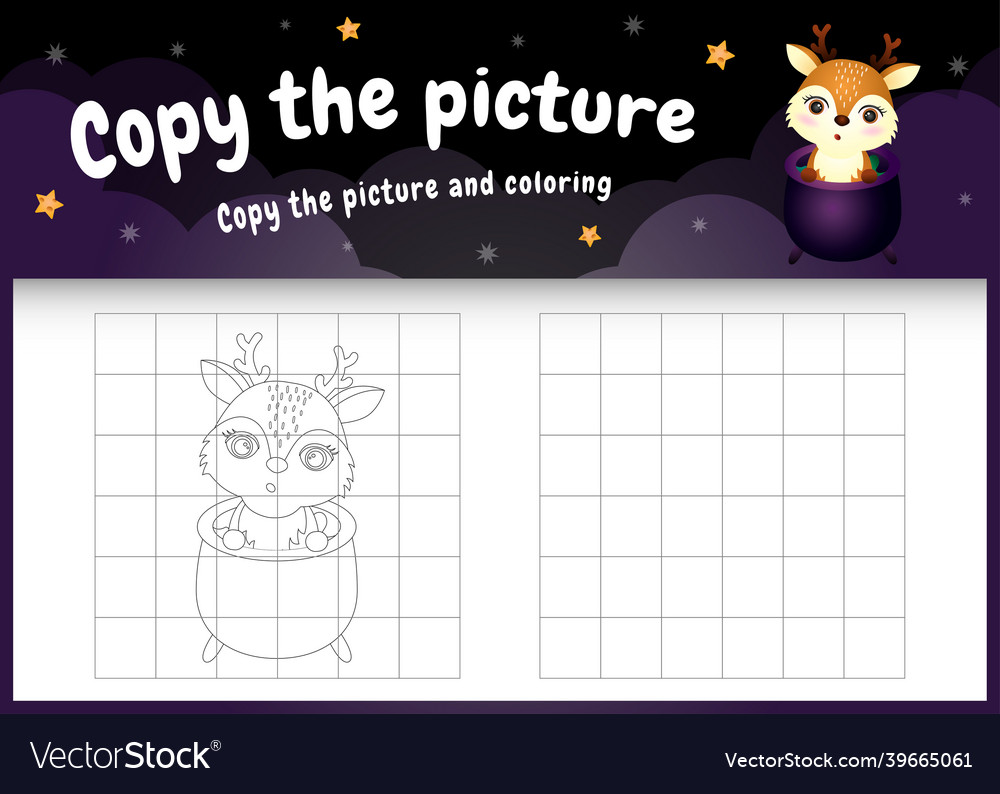 Copy the picture kids game and coloring page