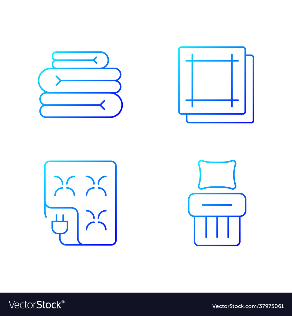 Household textile gradient linear icons set vector image Household textile gradient linear icons set