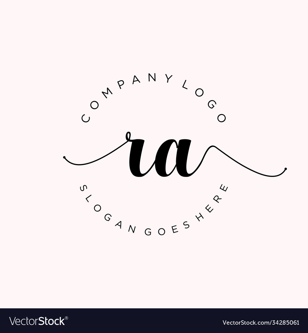 Initial ra handwriting logo with circle template