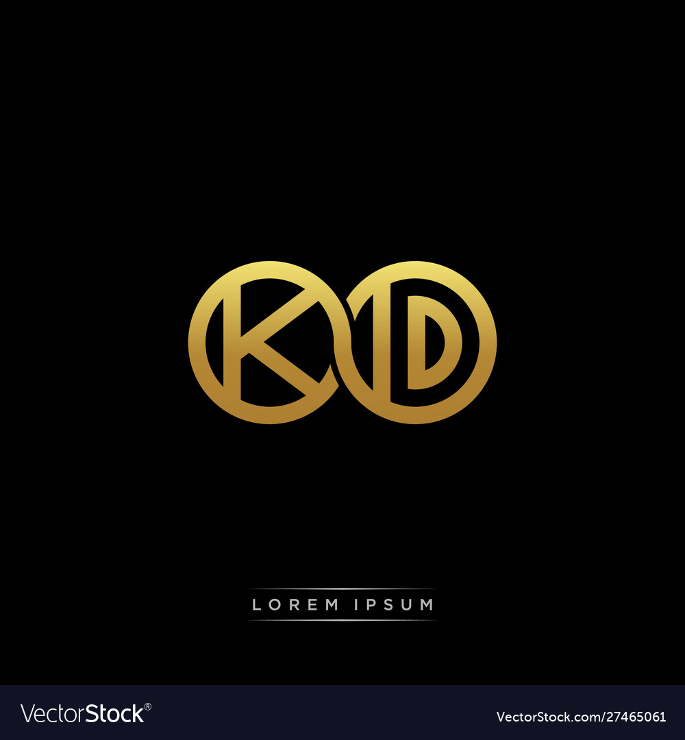 Kd initial letter linked circle capital monogram