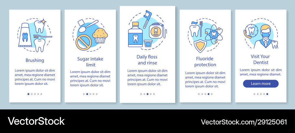Oral hygiene routine onboarding mobile app page Vector Image