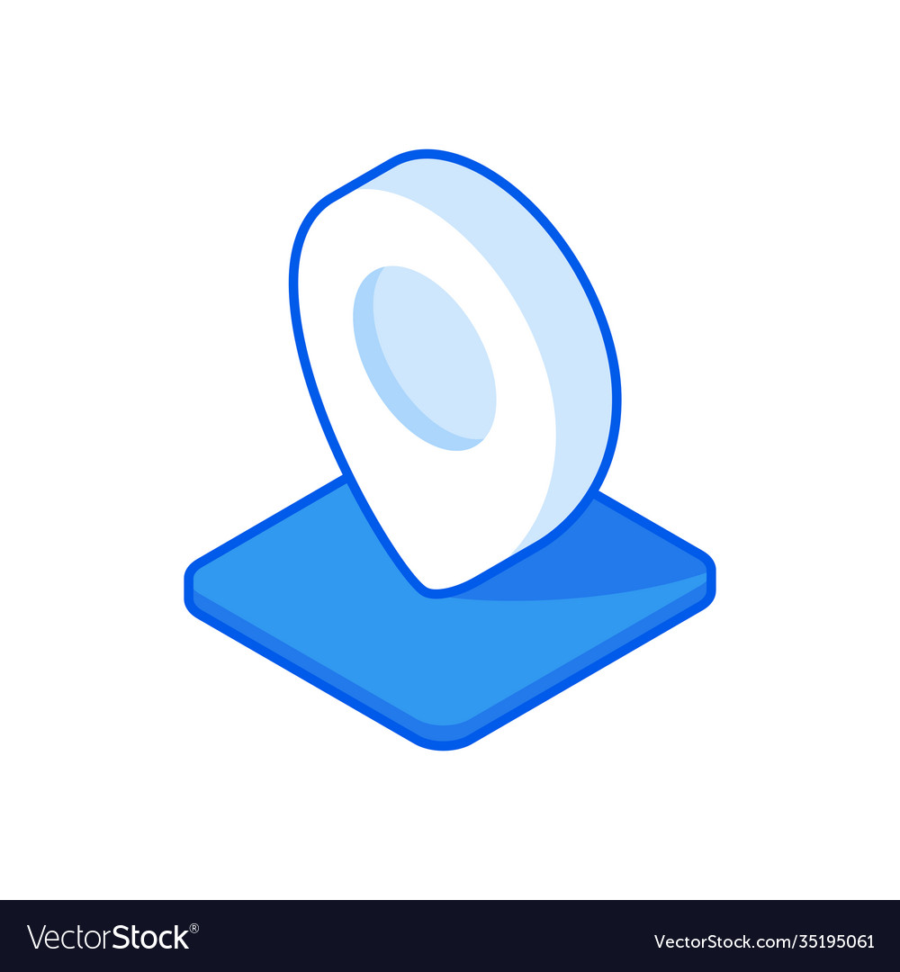 Pointer label on web map isometric icon white vector image Pointer label on web map isometric icon white