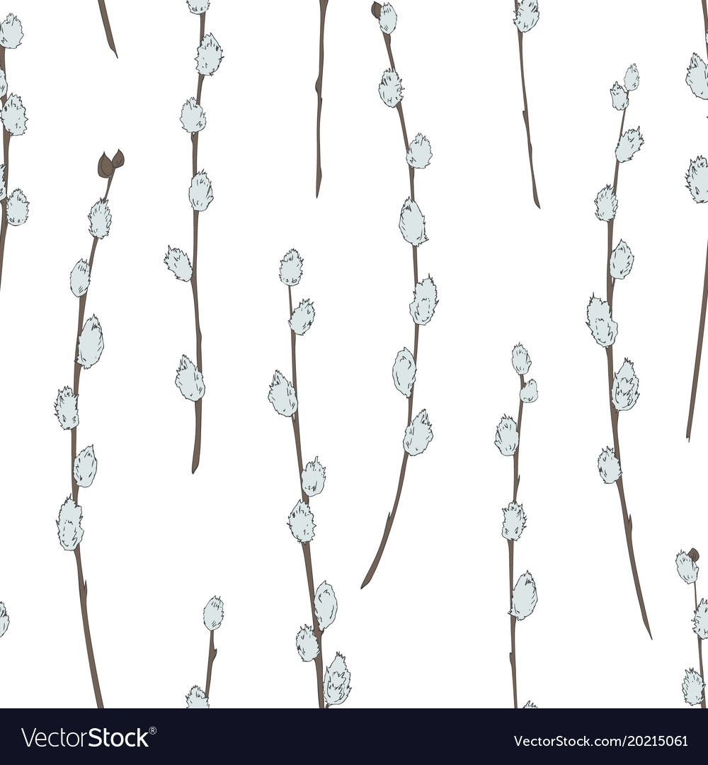 Seamless pattern with willow branches