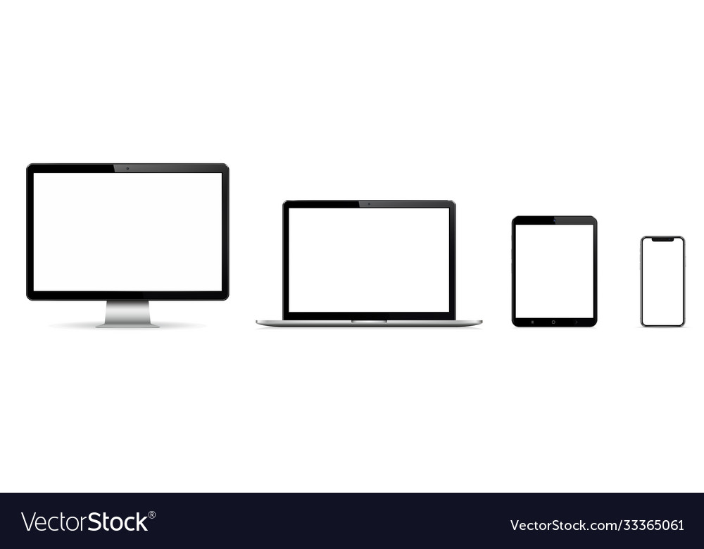 Set blank screens with computer monitor laptop vector image Set blank screens with computer monitor laptop