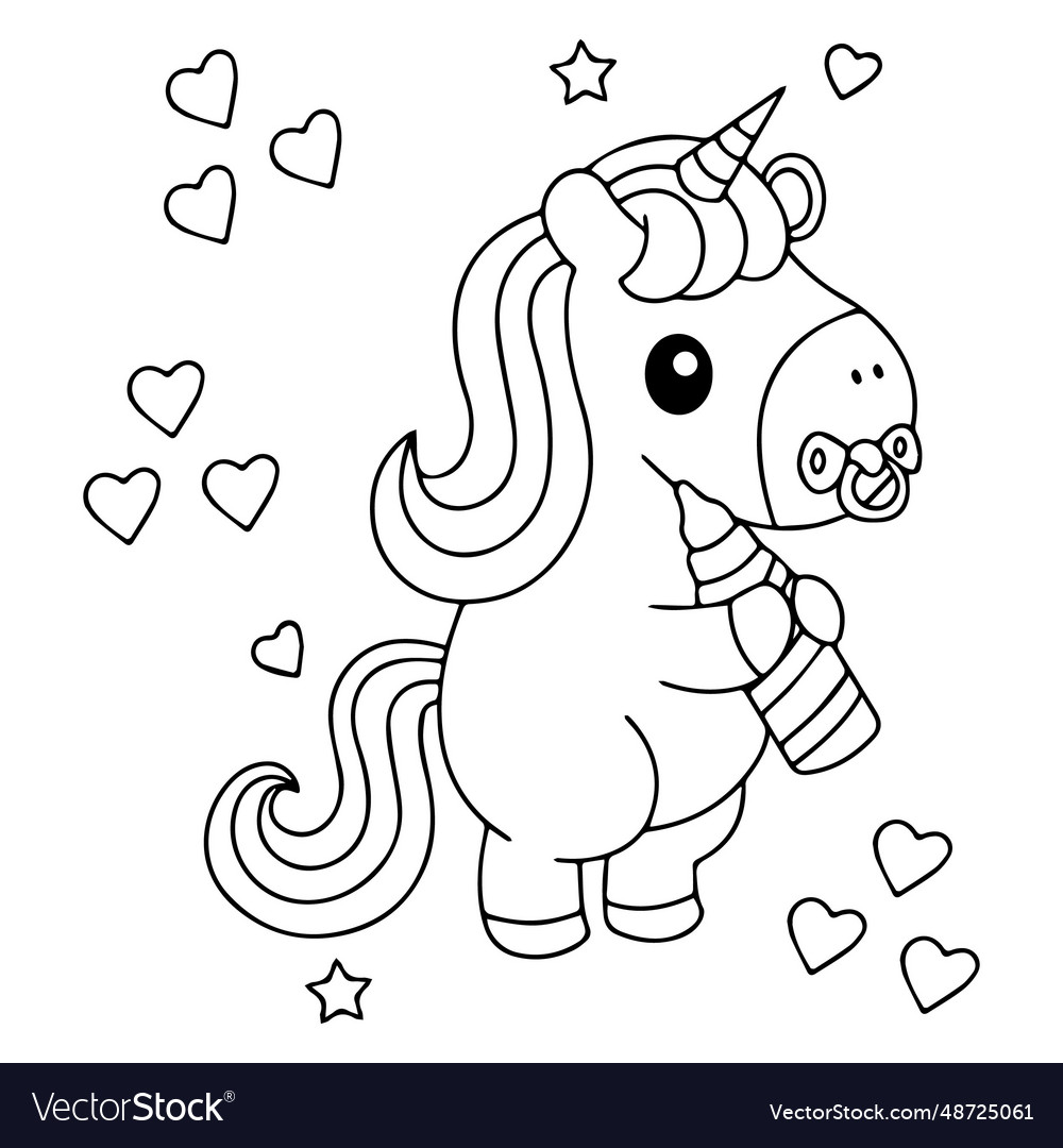 Unicorn coloring pages Royalty Free Vector Image