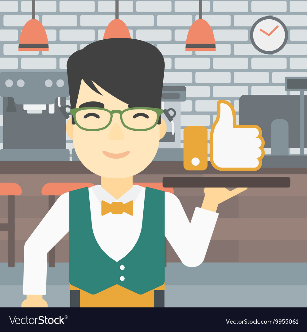 Waiter with like button