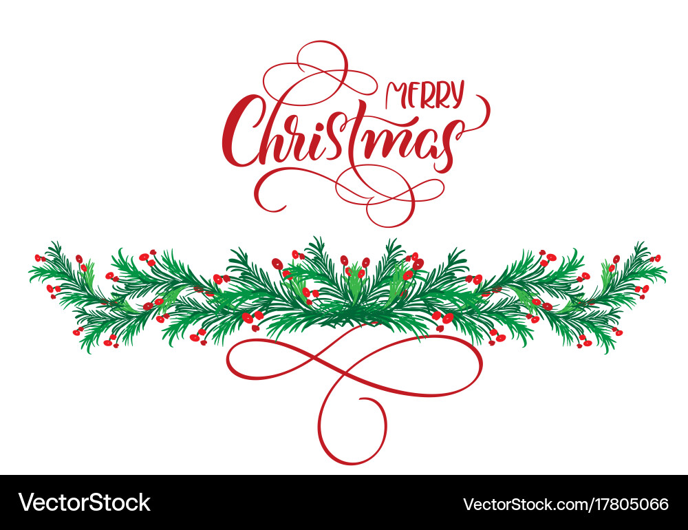 Calligraphy text merry christmas with flourish Vector Image