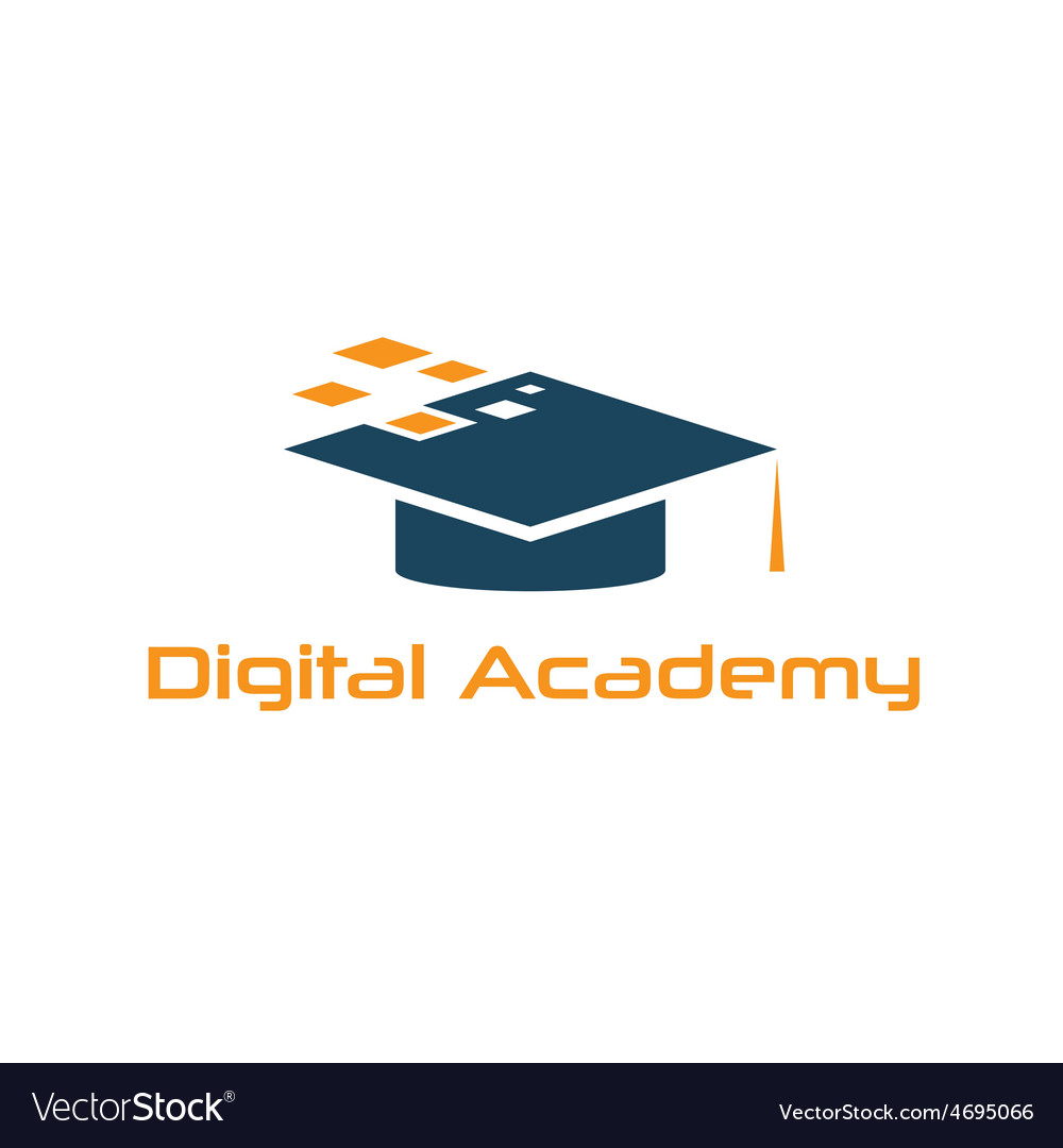 graduation cap of digital academy design template vector image