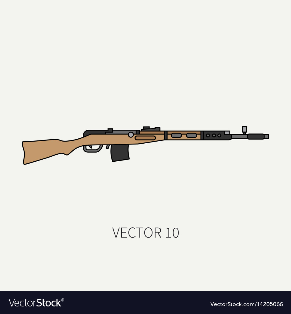 Line flat color military icon rifle