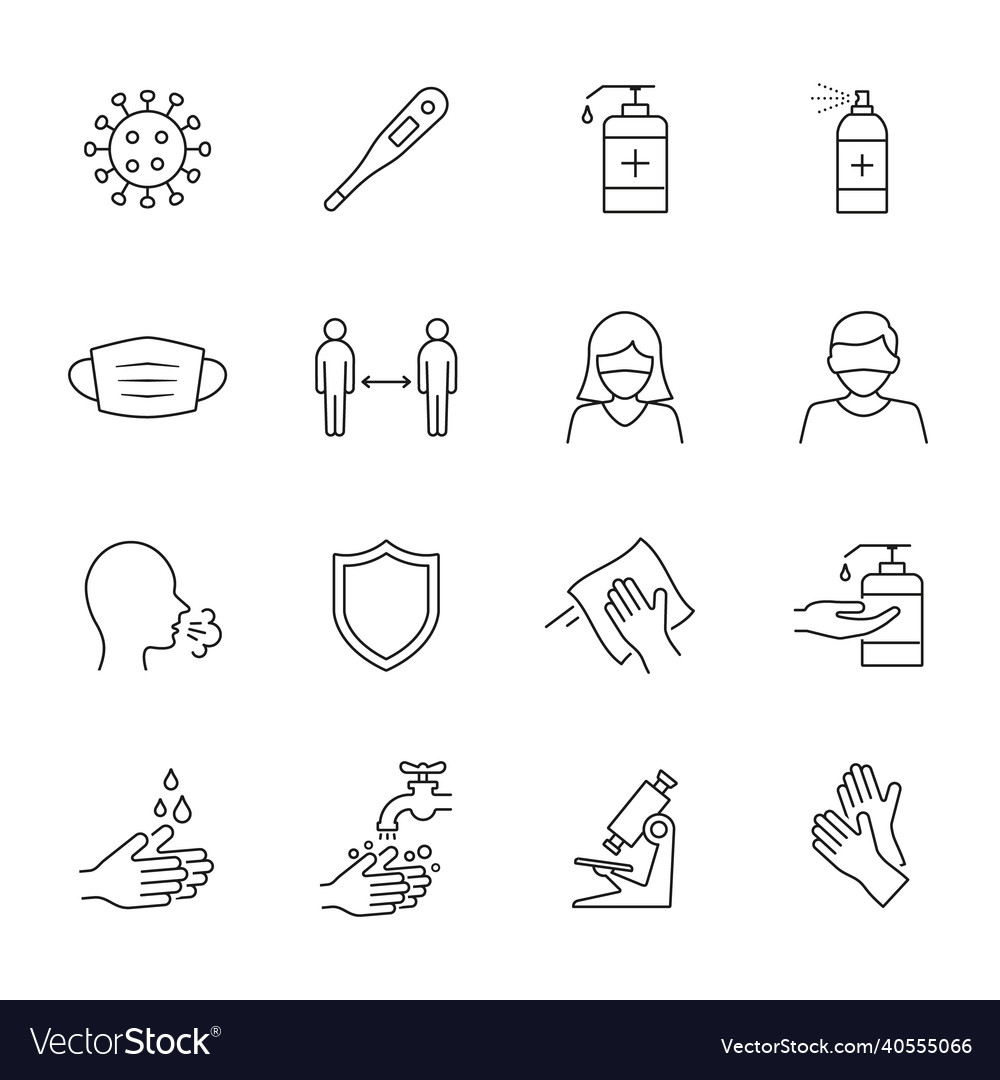 Simple set of coronavirus protection line icons Vector Image