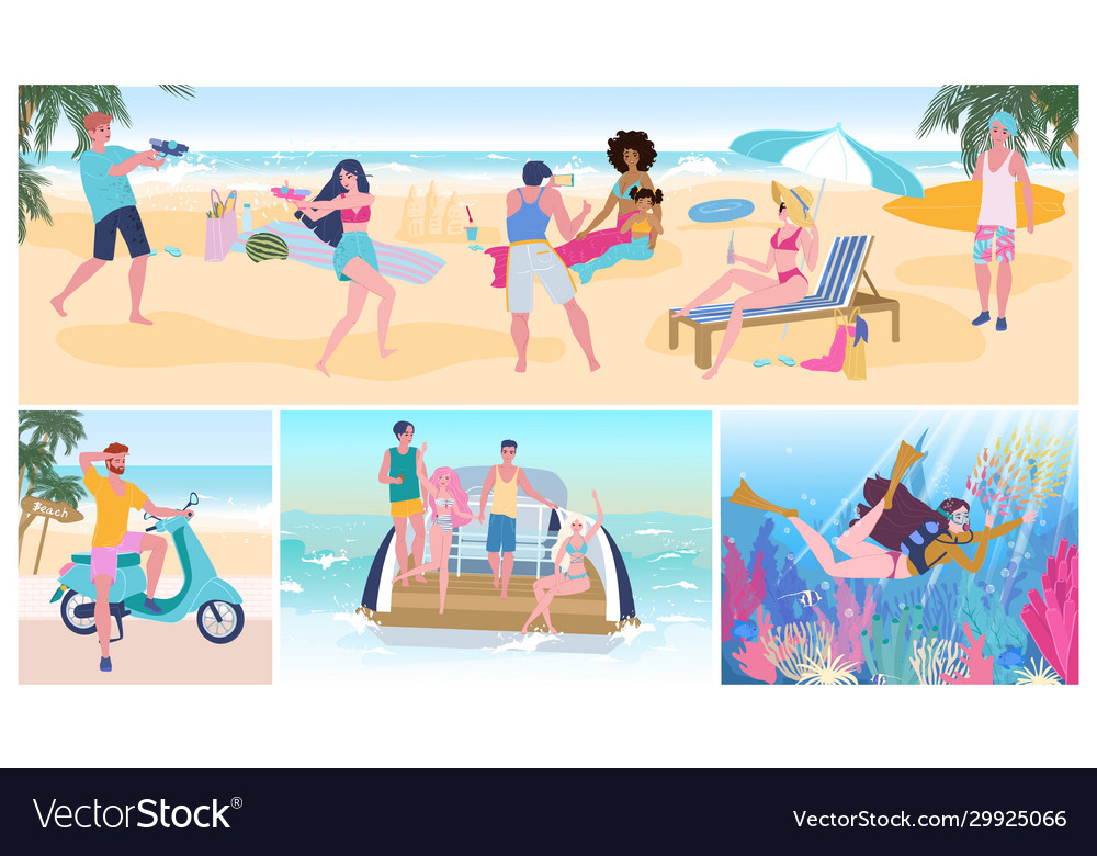 Summer vacation party on beach people having fun Vector Image